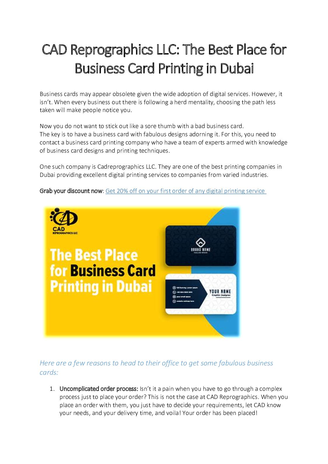 When is the Best Time to Order Business Cards in Dubai?